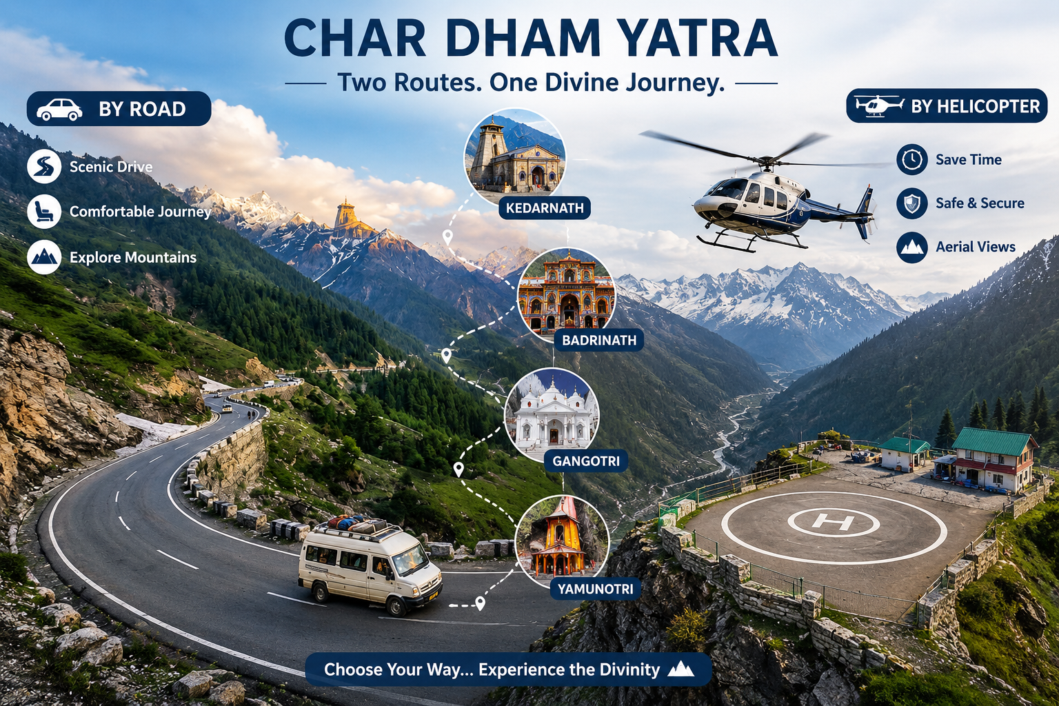 Helicopter service for Kedarnath Badrinath Yatra